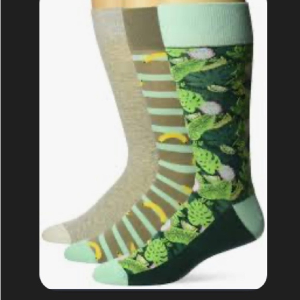 28 Palms Men's Crew Socks Green Hawaiian Tropical Socks Retails $260